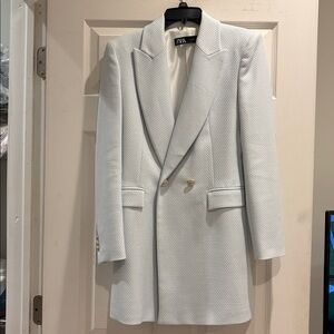 Zara Pale Blue Textured Blazer